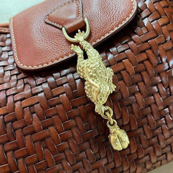 Vintage 1996 Barry Keiselstein-Cord Woven Leather Handbag-Italy - Brown/Caramel - Picture 7 of 13